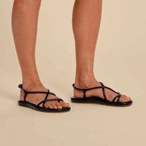 OluKai Waiau Women’s Leather Strappy Sandals $120 in Black